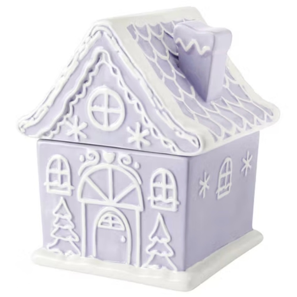 Charming Purple and White Ceramic House Box